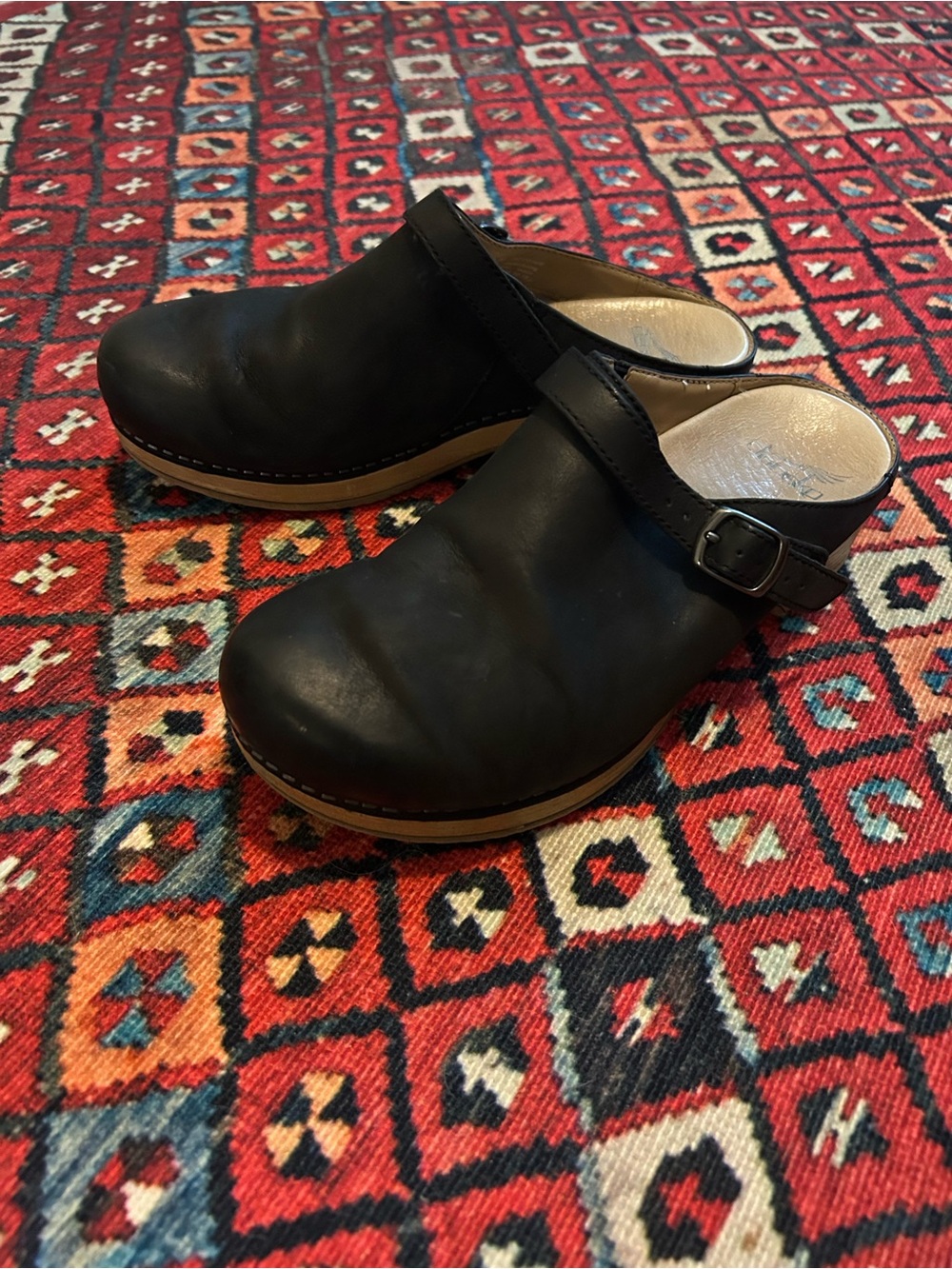 Dansko Berry Black Leather Clog Mule 38